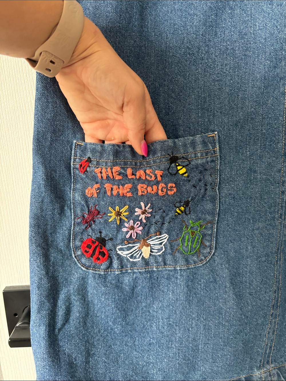 Hand Embroidered Denim Dress for Noah Kahan - Picture 2 of 7
